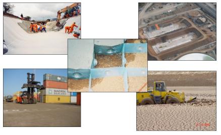 Articulated paving and linings cast in situ